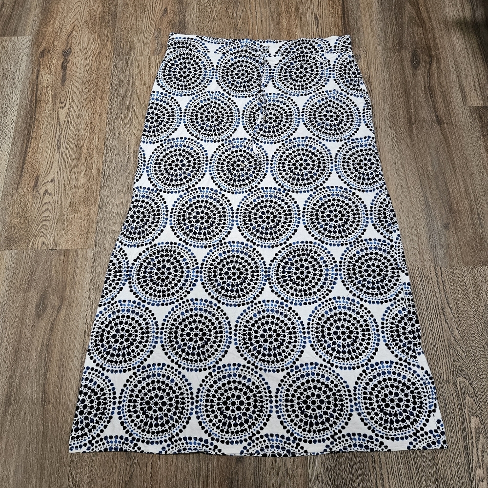 The Limited Skirt Women XL Blue White Geometric Print Long Maxi Skirt Summer Sun